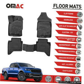 Floor Mat フロアマットライナー3Dモールドブラック4個フォードレンジャースーパークルー2019-2020 Floor Mats Liner 3D Molded Black 4 pcs. For Ford Ranger Supercrew 2019-2020