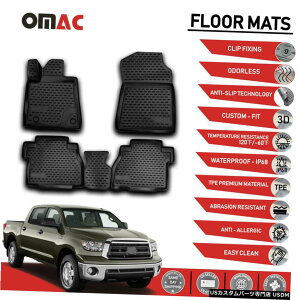 Floor Mat tA}bgCi[3D[hubNg^^h_uLu/N[}bNX2007-2013 Floor Mats Liner 3D Molded Black for Toyota Tundra Double Cab/CrewMax 2007-2013