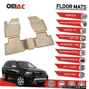 Floor Mat tA}bgCi[3D`^Zbg̓{{XC905V[gɓK2003-2014 Floor Mats Liner 3D Molded Tan Set Fits Volvo XC90 5 Seats 2003-2014