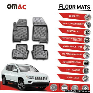Floor Mat tA}bgCi[3D[hubNtBbgW[vRpX2011-2016 Floor Mats Liner 3D Molded Black Fits Jeep Compass 2011-2016