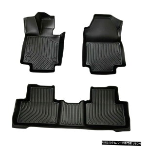 Floor Mat �g���^RAV42019-20203D���`�u���b�N���o�[�S�V��^�t���A�}�b�g���C�i�[ For Toyota RAV4 2019-2020 3D Molded Black Rubber All Weather Floor Mat Liner