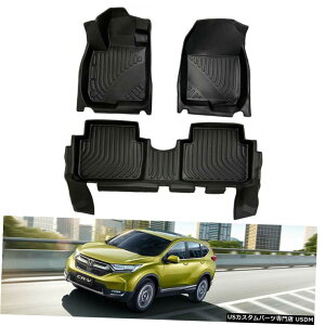 Floor Mat �z���_CRVCR-V 2017-2020�ɑS�V��^�t���A���C�i�[�}�b�g3D���[���h�u���b�N�t�B�b�g All Weather Floor Liner Mat 3D Molded Black Fits for Honda CRV CR-V 2017-2020 �y���s�A���i�z
