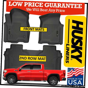 Floor Mat �n�X�L�[���C�i�[�E�F�U�[�r�[�^�[2019-21GMC�V�G��1500NEW BODY�N���[�L���u�t���A�}�b�g Husky Liners Weatherbeater 2019-21 GMC Sierra 1500 NEW BODY Crew Cab Floor Mats