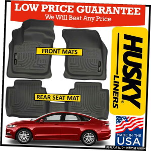 Floor Mat �n�X�L�[���C�i�[�E�F�U�[�r�[�^�[2013-2016�t���[�W����/ MKZ�t�����g�����A�t���A�}�b�g�u���b�N Husky Liners Weatherbeater 2013-2016 Fusion / MKZ Front  Rear Floor Mats BLACK �y���s�A���i�z
