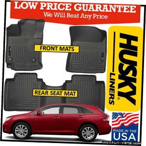 Floor Mat nXL[Ci[EFU[r[^[tgAtA}bg2015g^FUubNɓK Husky Liners Weatherbeaters Front  Rear Floor Mats fit 2015 Toyota Venza BLACK