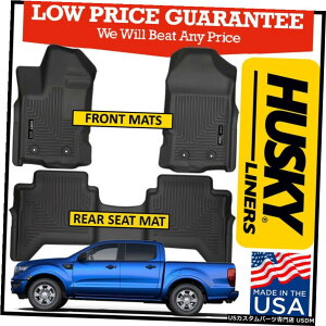 Floor Mat nXL[Ci[EFU[r[^[tgAtA}bg2019-20W[X[p[N[ɓK Husky Liners Weatherbeater Front  Rear Floor Mats fit 2019-20 Ranger SuperCrew
