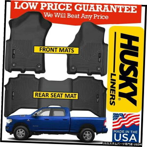 Floor Mat nXL[Ci[EFU[r[^[tA}bg2019-20_bW3500N[LuubNɓK Husky Liners Weatherbeater Floor Mats fit 2019-20 Dodge Ram 3500 Crew Cab BLACK