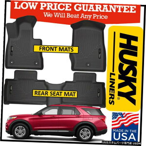 Floor Mat nXL[Ci[EFU[r[^[tgAtA}bg20-21tH[hGNXv[[ubNɓK Husky Liners Weatherbeater Front  Rear Floor Mats fit 20-21 Ford Explorer BLACK