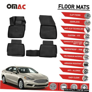 Floor Mat �t���A�}�b�g���C�i�[3D���[���h�u���b�N4���t�H�[�h�t���[�W����2017-2018�ɓK�� Floor Mats Liner 3D Molded Black 4 Pcs Fits Ford Fusion 2017-2018 �y���s�A���i�z