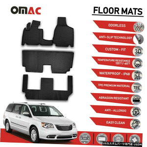 Floor Mat tA}bgCi[3D[hubN7V[gNCX[^EJg[2008-2016 Floor Mats Liner 3D Molded Black For 7 Seat Chrysler Town  Country 2008-2016