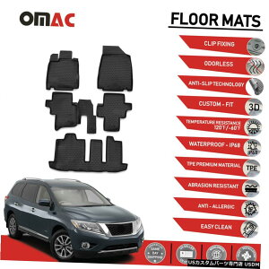 Floor Mat tA}bgCi[3D[hubN͓YpXt@C_[2014-2020ɓK Floor Mats Liner 3D Molded Black Fits Nissan Pathfinder 2014-2020