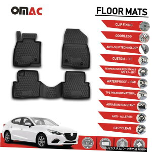 Floor Mat tA}bgCi[3D[hubNZbg̓}c_3ɓK2014-2018 Floor Mats Liner 3D Molded Black Set Fits Mazda 3 2014-2018