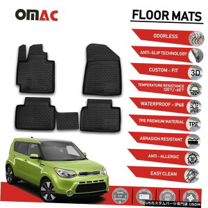 Floor Mat �t���A�}�b�g���C�i�[3D���[���h�u���b�N�t�B�b�gforKia Soul 2014-2019 Floor Mats Liner 3D Molded Black Fits for Kia Soul 2014-2019 �y���s�A���i�z