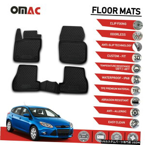 Floor Mat tA}bgCi[3D[hubNZbg̓tH[htH[JXnb`obNɓK2012-2018 Floor Mats Liner 3D Molded Black Set Fits Ford Focus Hatchback 2012-2018