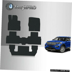Floor Mat ToughPROフロアマット+フォードエクスプローラー用3列目ブラック2列目バケット2020-2021 ToughPRO Floor Mats + 3rd Row Black For Ford Explorer 2nd Row Bucket 2020-2021