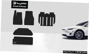 Floor Mat eXfX7V[^[tApToughPROubNo[+i3ڃAbvjJ[S}bg ToughPRO Black Rubber For Tesla Model X 7 Seater Floor + (3rd Row Up) Cargo Mat