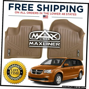 Floor Mat MAXFLOORMAT�t�����g1��t���A���C�i�[�}�b�g�^��2008-2020�_�b�W�O�����h�L�����o�� MAXFLOORMAT Front 1st Row Floor Liner Mat Tan for 2008-2020 Dodge Grand Caravan