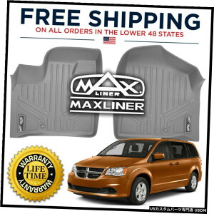 Floor Mat MAXFLOORMAT�t�����g1��t���A���C�i�[�}�b�g�O���[2008-2020�_�b�W�O�����h�L�����o�� MAXFLOORMAT Front 1st Row Floor Liner Mat Grey for 2008-2020 Dodge Grand Caravan �y���s�A���i�z