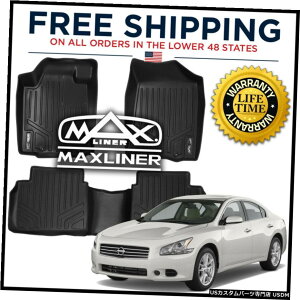 Floor Mat MaxLinerJX^SV^1ڂ2ڂ̃tA}bgAeB}2013pɍɐݒ MaxLiner Custom All Weather 1st  2nd Row Floor Mats Set BLACK For Altima 2013