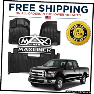 Floor Mat MaxLinerJX^1ڂ2ڂ̃tA}bg2015-2020tH[hF150X[p[pɍɐݒ MaxLiner Custom 1st  2nd Row Floor Mats Set Black for 2015-2020 Ford F150 Super