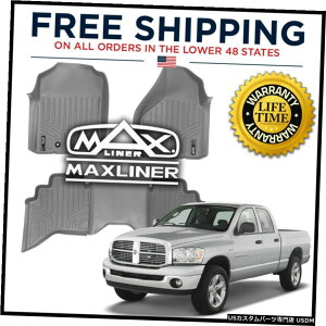 Floor Mat MaxLinerSV^1ڂ2ڃtA}bg2002-081500NbhpO[Zbg MaxLiner All Weather 1st  2nd Row Floor Mats Set Grey for 2002-08 Ram 1500 Quad