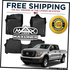 Floor Mat MaxLiner�S�V��^1��ڂ����2��ڃt���A�}�b�gBLACK�^�C�^��XD�N���[�L���u16-20 MaxLiner All Weather 1st  2nd Row Floor Mats BLACK For Titan XD Crew Cab 16-20 �y���s�A���i�z