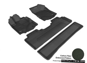 Floor Mat 2006-2014�z���_���b�W���C���J�O�[�u���b�N�S�V��^�t���A�}�b�g�Z�b�g For 2006-2014 Honda Ridgeline Kagu Black All Weather Floor Mat Set �y���s�A���i�z