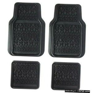 Floor Mat �u���b�N�A�X�e�J���o�[�t���A�}�b�g4�s�[�X�t���[�����O�t���A�}�b�g Black Aztec Rubber Floor Mat 4 Piece Flooring Floor Mats �y���s�A���i�z