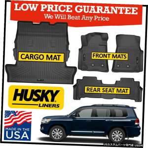 Floor Mat nXL[Ci[tA}bgRv[gZbg2013-2020g^hN[U[ubNɓK Husky Liners Floor Mats Complete Set fits 2013-2020 Toyota Land Cruiser BLACK