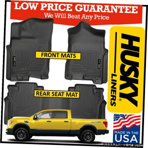 Floor Mat nXL[Ci[2016-2018Y^C^N[LutgуAtA}bgZbgɓK Husky Liners fit 2016-2018 Nissan Titan Crew Cab Front and Rear Floor Mat Set