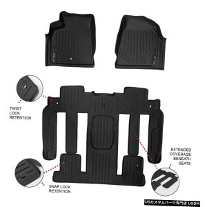 Floor Mat }bNXCi[I[EFU[tA}bgi3jgo[X/GN[u/AJfBApubN Maxliner All Weather Floor Mats (3 Row) Black For Traverse/Enclave/Acadia