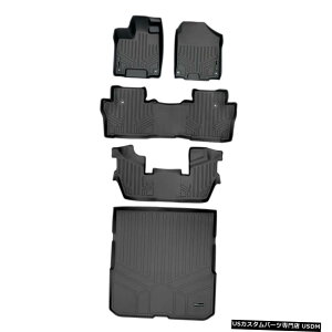 Floor Mat Smartliner�t���A�}�b�g3��J�[�S���C�i�[�u���b�N2016-21�p�C���b�g7��q�p Smartliner Floor Mats 3 Rows Cargo Liner Black For 2016-21 Pilot 7 Passenger �y���s�A���i�z