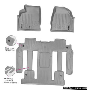 Floor Mat Smartliner�J�X�^���t���A�}�b�g�g���o�[�X�G���N���[�u�A�J�f�B�A�p3��O���[�Z�b�g Smartliner Custom Floor Mats 3 Row Grey Set for Traverse Enclave Acadia �y���s�A���i�z