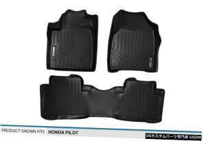 Floor Mat MAXFLOORMAT�t�����g1��ڂ�2��ڃt���A���C�i�[�}�b�g�u���b�N09-15�z���_�p�C���b�g MAXFLOORMAT Front 1st  2nd Rows Floor Liner Mats Black for 09-15 Honda Pilot �y���s�A���i�z