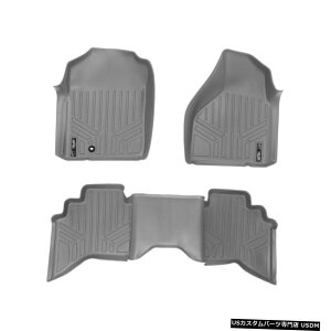 Floor Mat MaxLinerSV^1ڂ2ڃtA}bg02-081500NbhpɃO[ɐݒ MaxLiner All Weather 1st  2nd Row Floor Mats Set Grey for 02-08 Ram 1500 Quad