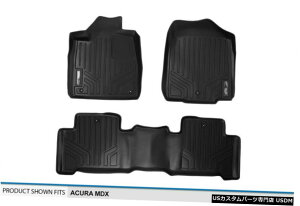 Floor Mat MAXFLOORMATtg1ڂ2ڃtACi[}bg07-13ALMDXpɍɐݒ MAXFLOORMAT Front 1st  2nd Row Floor Liner Mats Set Black for 07-13 Acura MDX