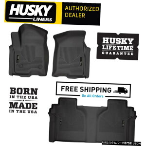 Floor Mat nXL[WeatherBeatertA}bg19-20VFr[Vo[hGMCVGɓK-V{fB Husky WeatherBeater Floor Mats Fits 19-20 Chevy Silverado GMC Sierra - NEW BODY