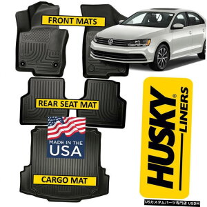 Floor Mat nXL[tgAtA}bgJ[S}bgBLACK2011-2017tHNX[QWFb^ɓK Husky Front  Rear Floor Mats  Cargo Mat BLACK fits 2011-2017 Volkswagen Jetta