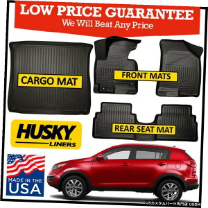 Floor Mat nXL[Ci[tA}bgRv[gZbg2011-2016Kia Sportage BLACKɓK Husky Liners Floor Mats Complete Set fits 2011-2016 Kia Sportage BLACK