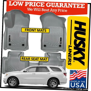 Floor Mat �n�X�L�[���C�i�[�E�F�U�[�r�[�^�[�t���A�}�b�g��2016-21�f�������S/�O�����h�`�F���L�[�O���[�ɓK�� Husky Liners Weatherbeaters Floor Mats fit 2016-21 Durango / Grand Cherokee GREY �y���s�A���i�z