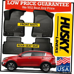 Floor Mat nXL[EFU[r[^[tg/AtA}bgZbgBLACK2011-2013Kia SportageɓK Husky Weatherbeater Front/Rear Floor Mats Set BLACK fits 2011-2013 Kia Sportage