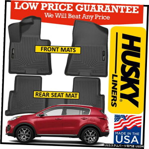 Floor Mat nXL[EFU[r[^[tg/AtA}bgZbgubNtBbg2017-2020Kia Sportage Husky WeatherBeater Front/Rear Floor Mats Set BLACK fit 2017-2020 Kia Sportage