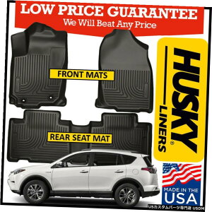 Floor Mat nXL[Ci[EFU[r[^[tg/AtA}bg2013-2018g^RAV4ubNɓK Husky Liners Weatherbeater Front/Rear Floor Mats fit 2013-2018 Toyota RAV4 BLACK