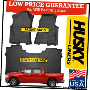 Floor Mat nXL[Ci[EFU[r[^[tA}bg2019-2020_bW1500N[LuɓK Husky Liners Weatherbeater Floor Mats fit 2019-2020 Dodge Ram 1500 Crew Cab