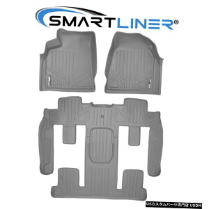 Floor Mat SMARTLINER�J�X�^���t�B�b�g3��O���[�t���A�}�b�g�Z�b�g�g���o�[�X/�G���N���[�u/�A�J�f�B�A SMARTLINER Custom Fit 3 Row Grey Floor Mat Set for Traverse/Enclave/Acadia �y���s�A���i�z