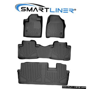 Floor Mat SMARTLINER�S�V��^�J�X�^���t�B�b�g�t���A�}�b�g�i3��j09-15�p�C���b�g�p�u���b�N�Z�b�g SMARTLINER All Weather Custom Fit Floor Mats (3 Row) Set Black For 09-15 Pilot �y���s�A���i�z