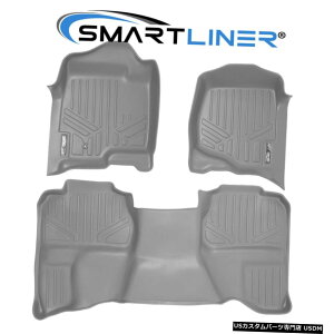 Floor Mat 2007-2013�V���o���[�h/�V�G���G�N�X�e���f�b�h�L���u�pSMARTLINER�O���[�t���A�}�b�g���C�i�[�Z�b�g SMARTLINER Grey Floor Mat Liner Set for 2007-2013 Silverado/Sierra Extended Cab �y���s�A���i�z