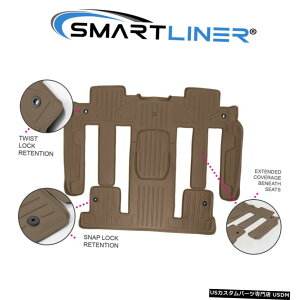 Floor Mat SMARTLINERJX^tBbggo[X/AJfBA/GN[up2/ 3^tA}bg SMARTLINER Custom Fit 2nd/3rd Row Tan Floor Mat for Traverse/Acadia/Enclave