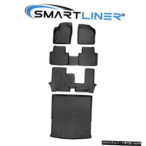 Floor Mat SMARTLINERtA}bg2018-2021AgX2ڃubŇɃJ[SCi[Zbg SMARTLINER Floor Mats Set Cargo Liner Behind 2nd Row Black For 2018-2021 Atlas
