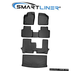 Floor Mat SMARTLINERtA}bg2018-2021AgX3ڃubŇɃJ[SCi[Zbg SMARTLINER Floor Mats Set Cargo Liner Behind 3rd Row Black For 2018-2021 Atlas